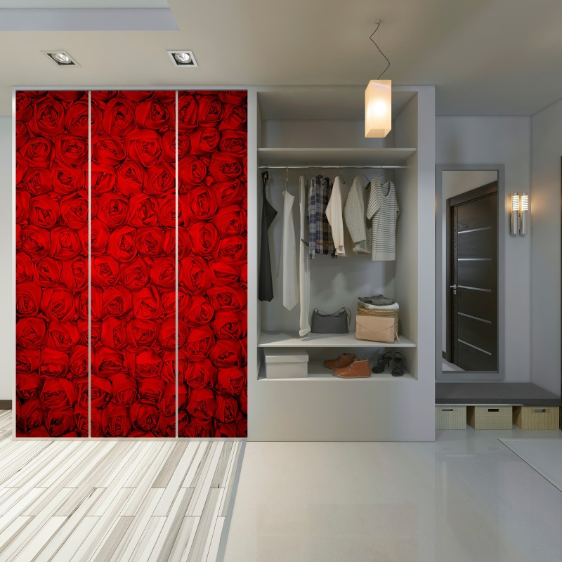 Naklejka na szafę nieskończone czerwone róże – Wallissimo® Naklejka na szafę nieskończone czerwone róże – Wallissimo®