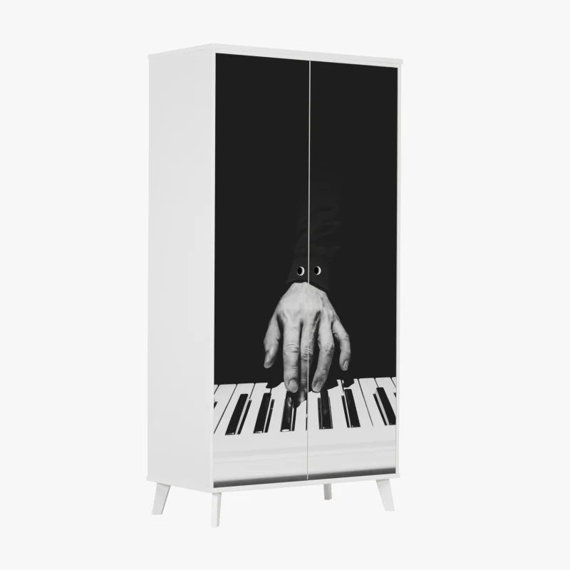 Naklejka na szafę vintage tropikalny wzór z liśćmi – Wallissimo®