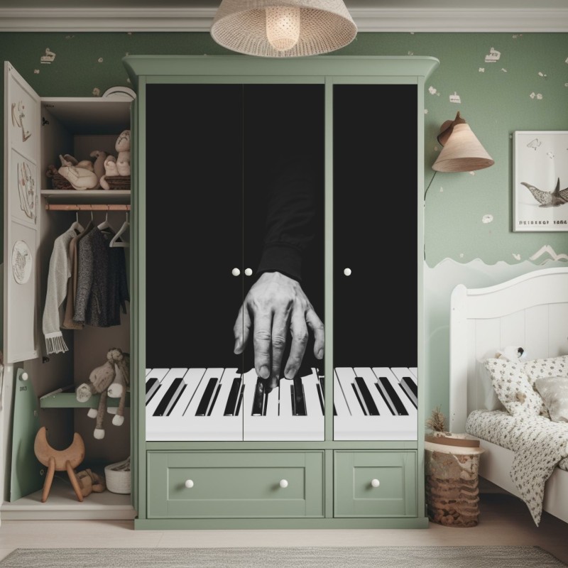 Naklejka na szafę vintage tropikalny wzór z liśćmi – Wallissimo®