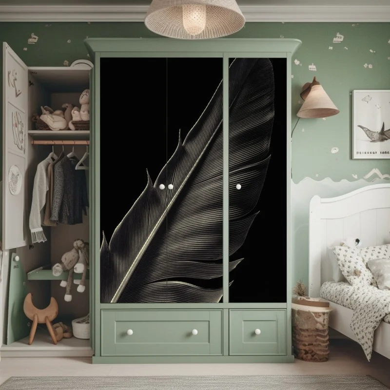 Naklejka na szafę elegancki szary wzór damasceński – Wallissimo®