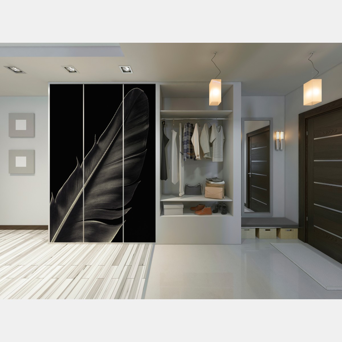 Naklejka na szafę delikatne pióro w makrofotografii – Wallissimo® Naklejka na szafę delikatne pióro w makrofotografii – Wallissimo®