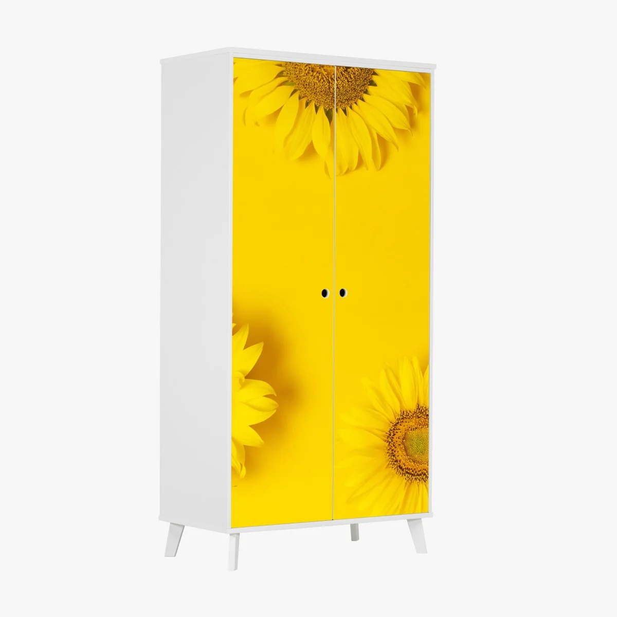 Naklejka na szafę trio słoneczników na żółtym tle – Wallissimo® Naklejka na szafę trio słoneczników na żółtym tle – Wallissimo®