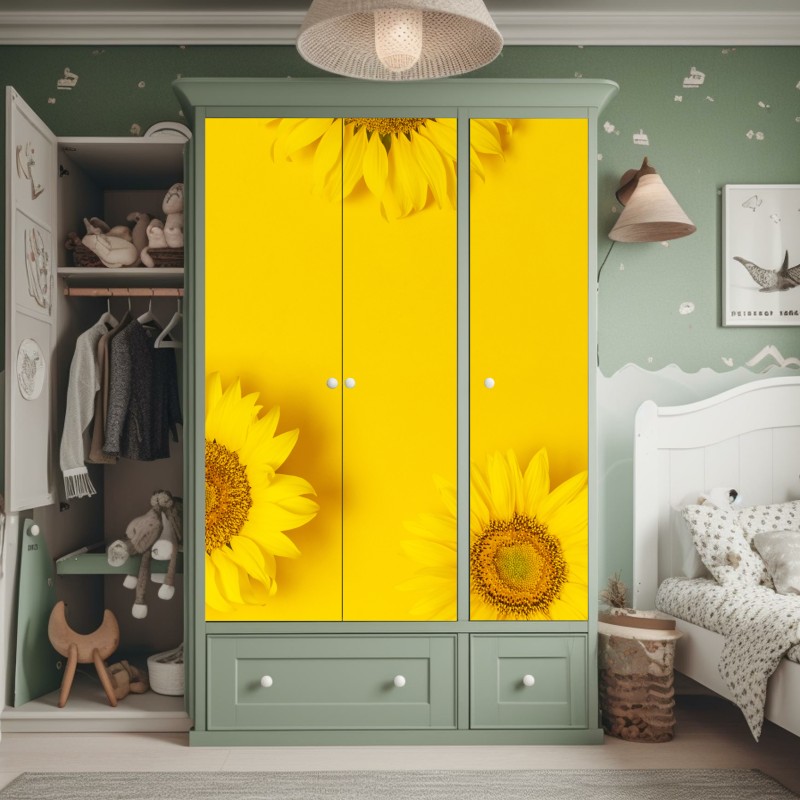 Naklejka na szafę luksusowy złoty wzór kwiatowy na granacie – Wallissimo®