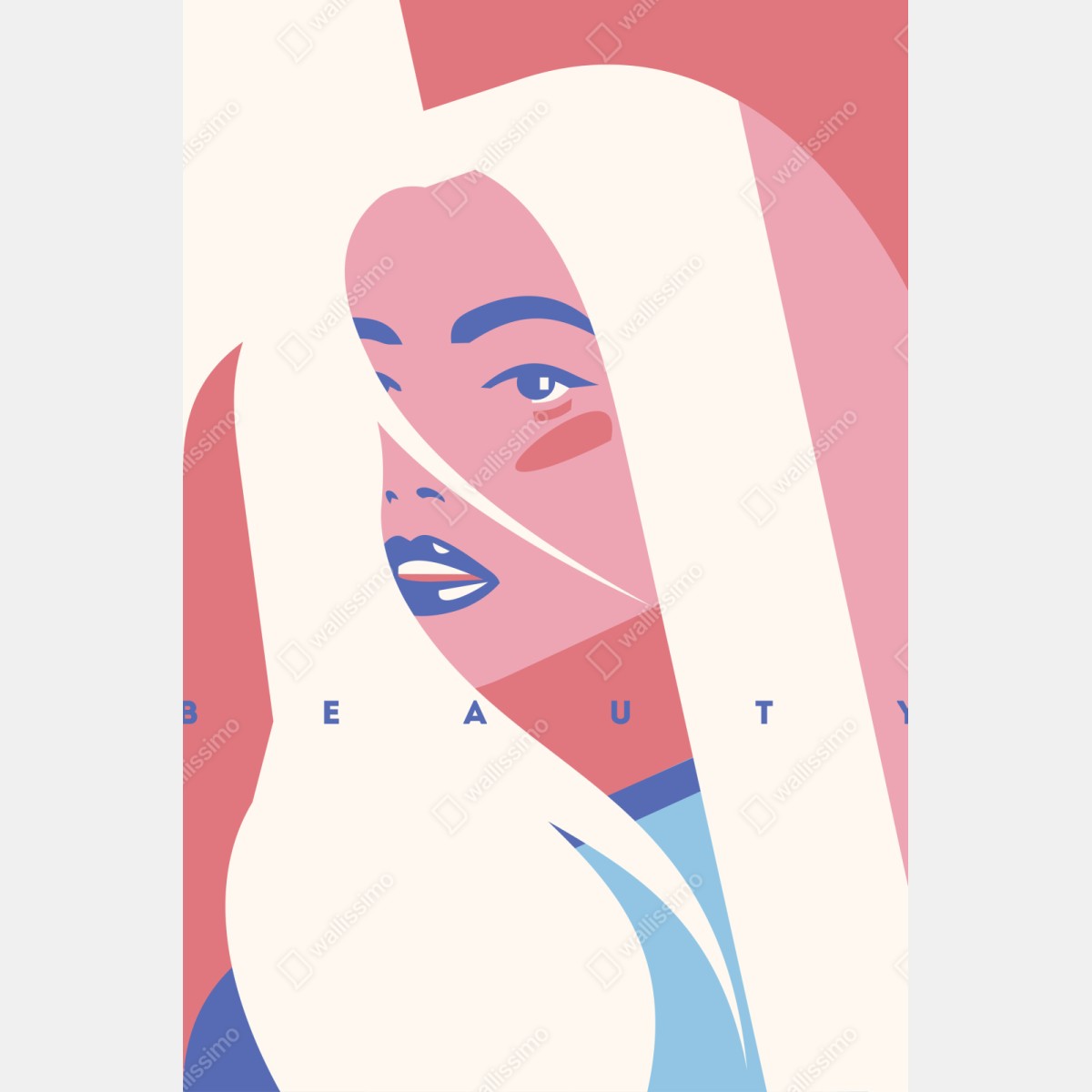 Naklejka na szafę pastelowy pop-artowy portret piękna – Wallissimo® Naklejka na szafę pastelowy pop-artowy portret piękna – Wallissimo®