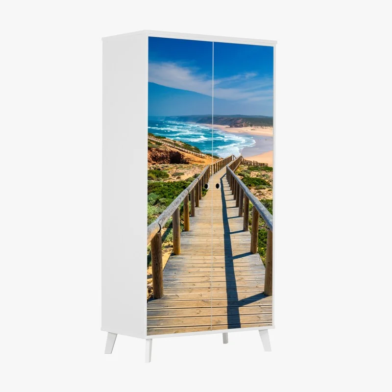 Naklejka na szafę tropikalne palmy kokosowe nad turkusowym morzem – Wallissimo®