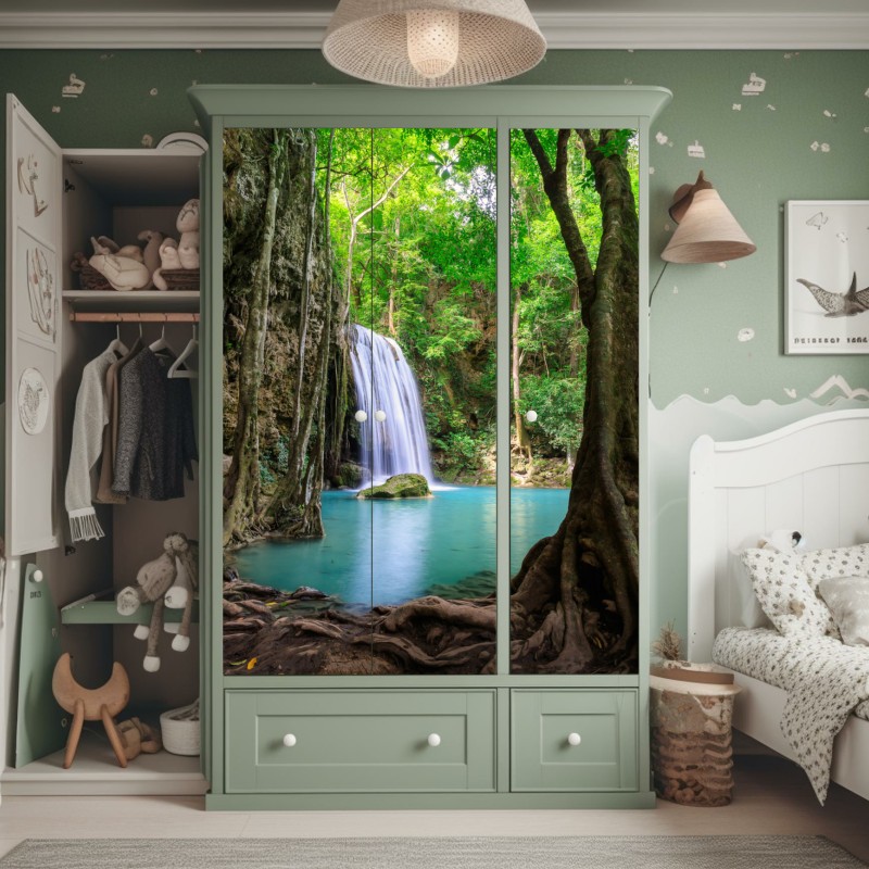 Naklejka na szafę złote Wat Arun o zmierzchu – Wallissimo®