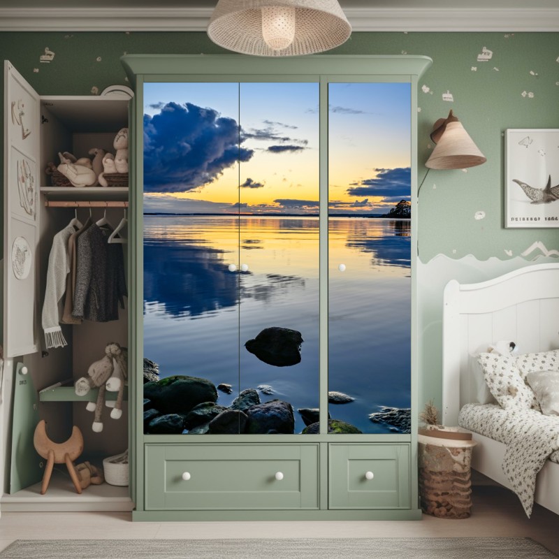 Naklejka na szafę zielony aloes na różowym tle – Wallissimo®