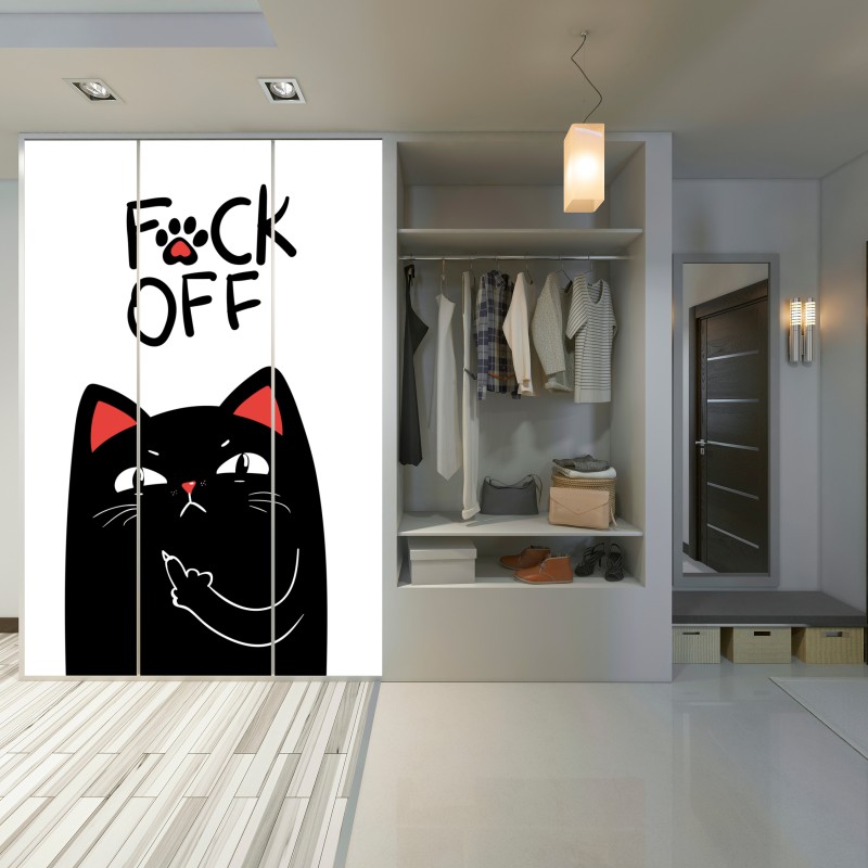 Naklejka na szafę zuchwały czarny kot z charakterem – Wallissimo® Naklejka na szafę zuchwały czarny kot z charakterem – Wallissimo®