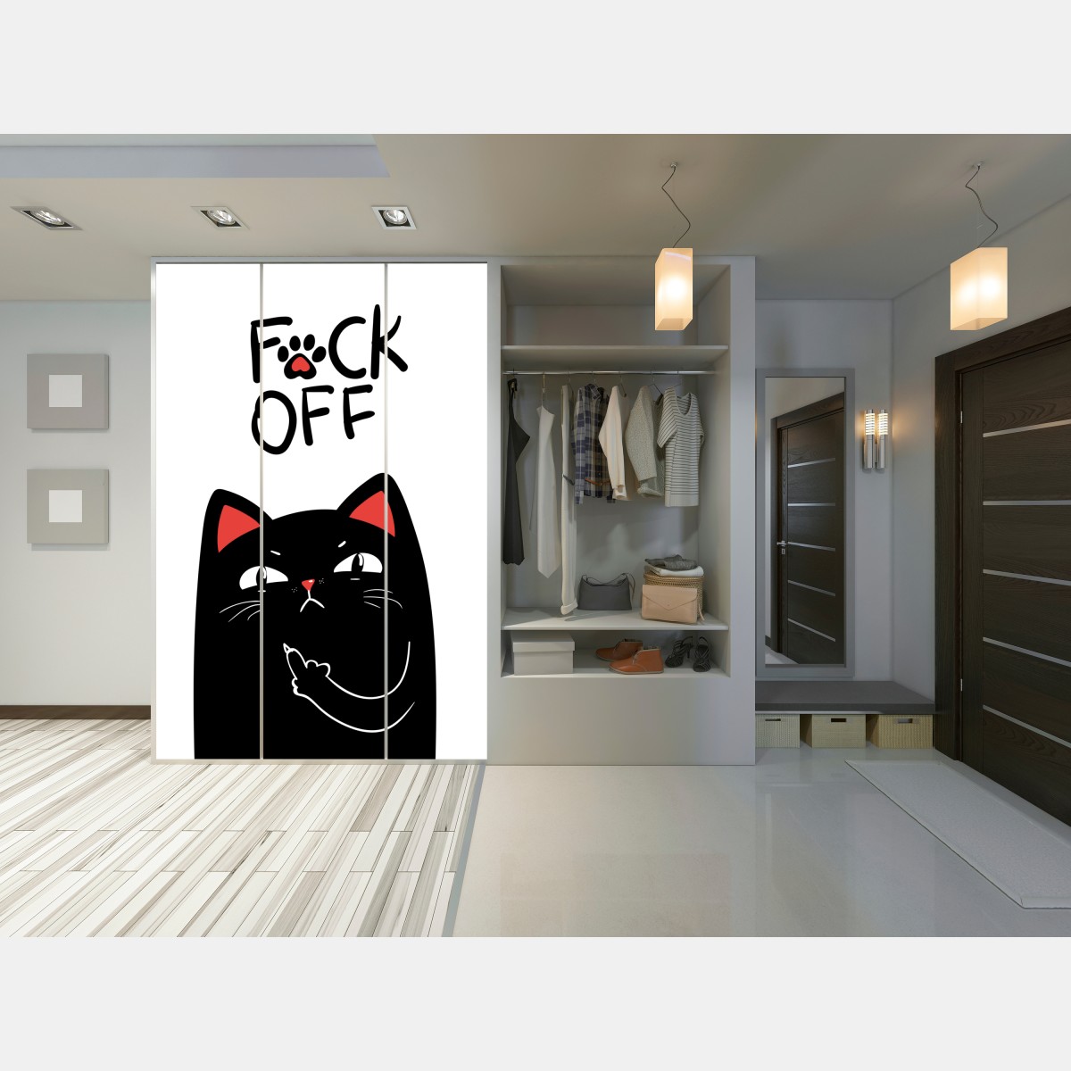 Naklejka na szafę zuchwały czarny kot z charakterem – Wallissimo® Naklejka na szafę zuchwały czarny kot z charakterem – Wallissimo®