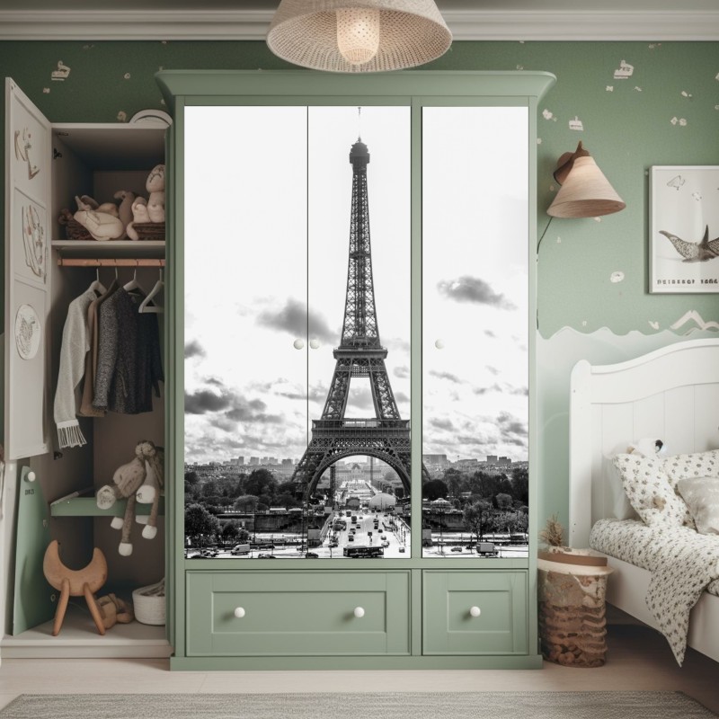 Naklejka na szafę ornamentalny portret z kwiatowymi wzorami – Wallissimo®