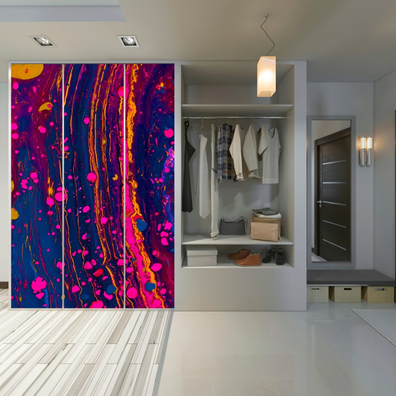 Naklejka na szafę neonowa marmurkowa grafika abstrakcyjna – Wallissimo® Naklejka na szafę neonowa marmurkowa grafika abstrakcyjna – Wallissimo®