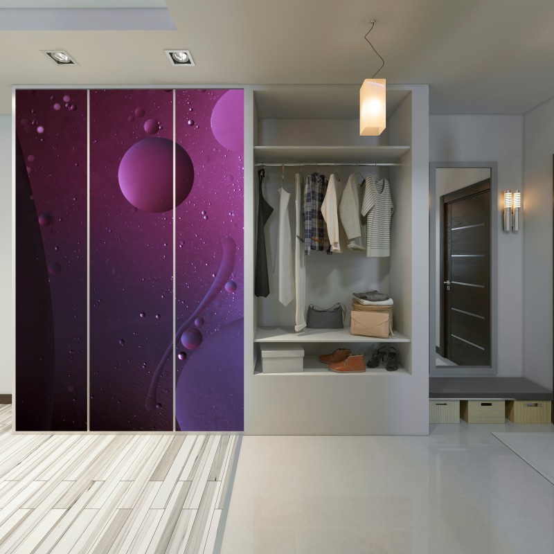 Naklejka na szafę fioletowe kosmiczne sfery abstrakcja – Wallissimo® Naklejka na szafę fioletowe kosmiczne sfery abstrakcja – Wallissimo®