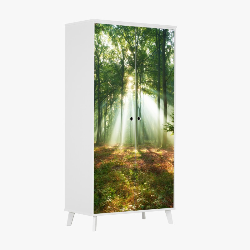 Naklejka na szafę jasny bukiet słoneczników na żółtym tle – Wallissimo®