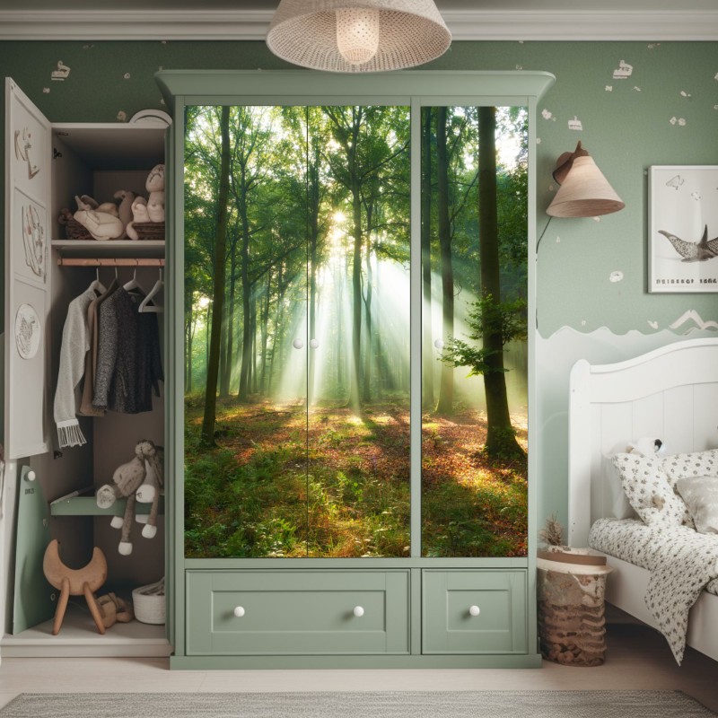 Naklejka na szafę jasny bukiet słoneczników na żółtym tle – Wallissimo®