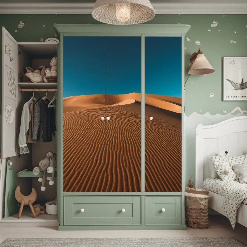 Naklejka na szafę złote wydmy pod głębokim niebem – Wallissimo® Naklejka na szafę złote wydmy pod głębokim niebem – Wallissimo®