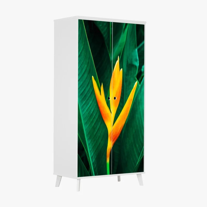 Naklejka na szafę tropikalny wzór z liśćmi monstery – Wallissimo®