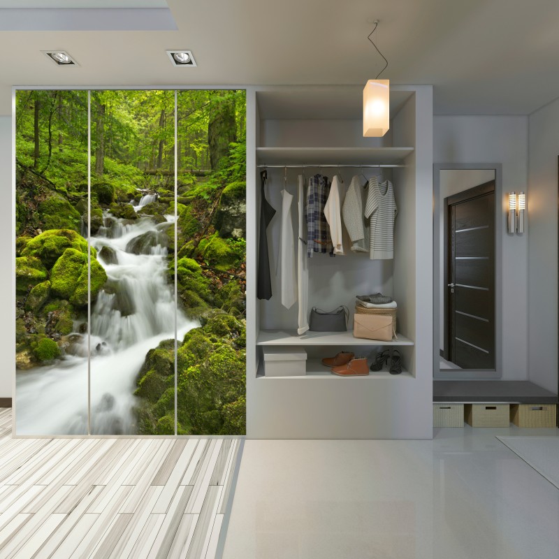 Naklejka na szafę mechowy wodospad – Wallissimo® Naklejka na szafę mechowy wodospad – Wallissimo®