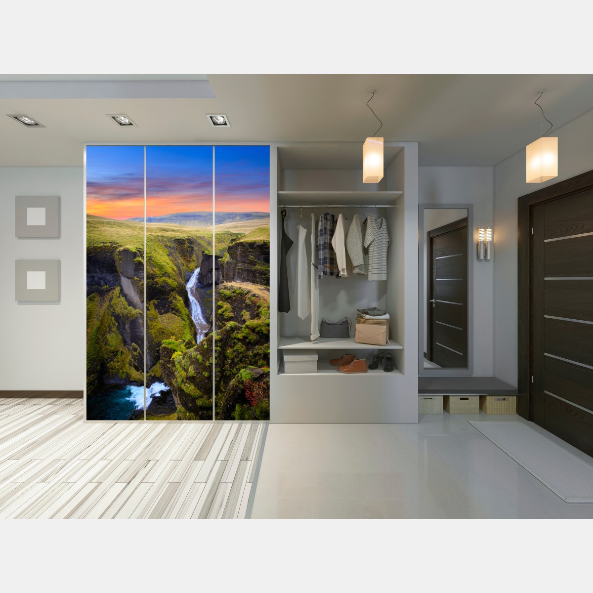 Naklejka na szafę Fjadrargljufur kanion o zachodzie słońca – Wallissimo® Naklejka na szafę Fjadrargljufur kanion o zachodzie słońca – Wallissimo®