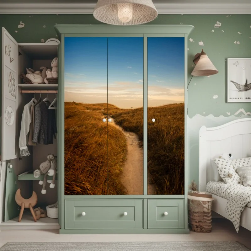 Naklejka na szafę mglisty las sosnowy – Wallissimo®