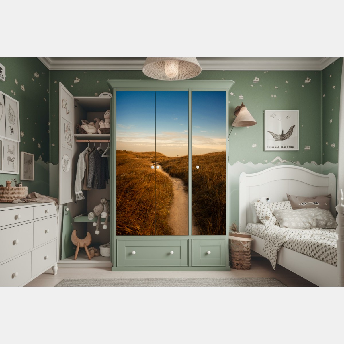 Naklejka na szafę słoneczna ścieżka przez wydmy – Wallissimo® Naklejka na szafę słoneczna ścieżka przez wydmy – Wallissimo®