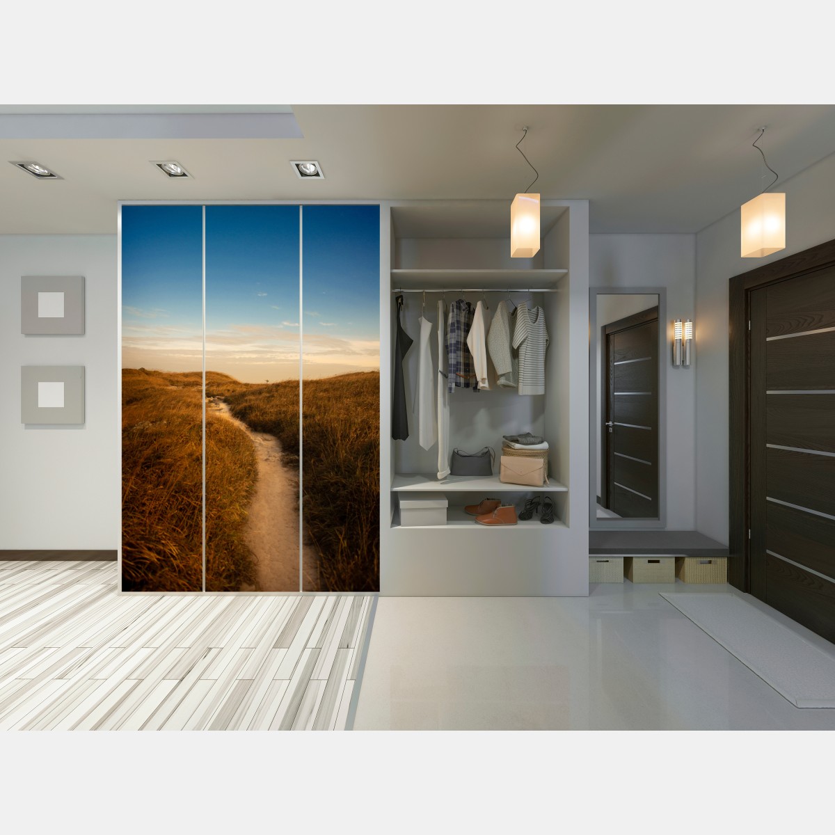 Naklejka na szafę słoneczna ścieżka przez wydmy – Wallissimo® Naklejka na szafę słoneczna ścieżka przez wydmy – Wallissimo®