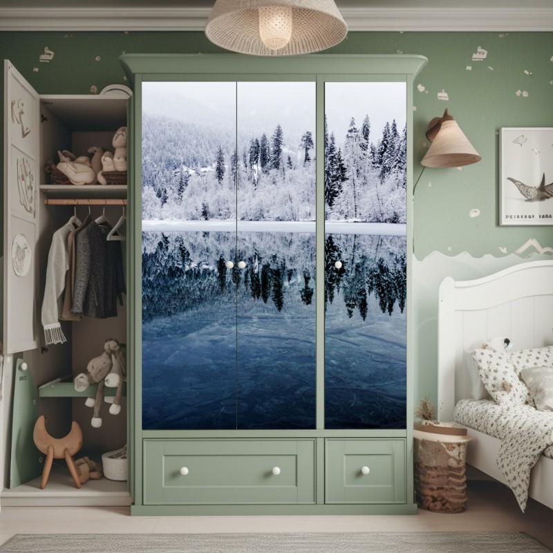 Naklejka na szafę minimalna niebieska wstęga geometryczna – Wallissimo®