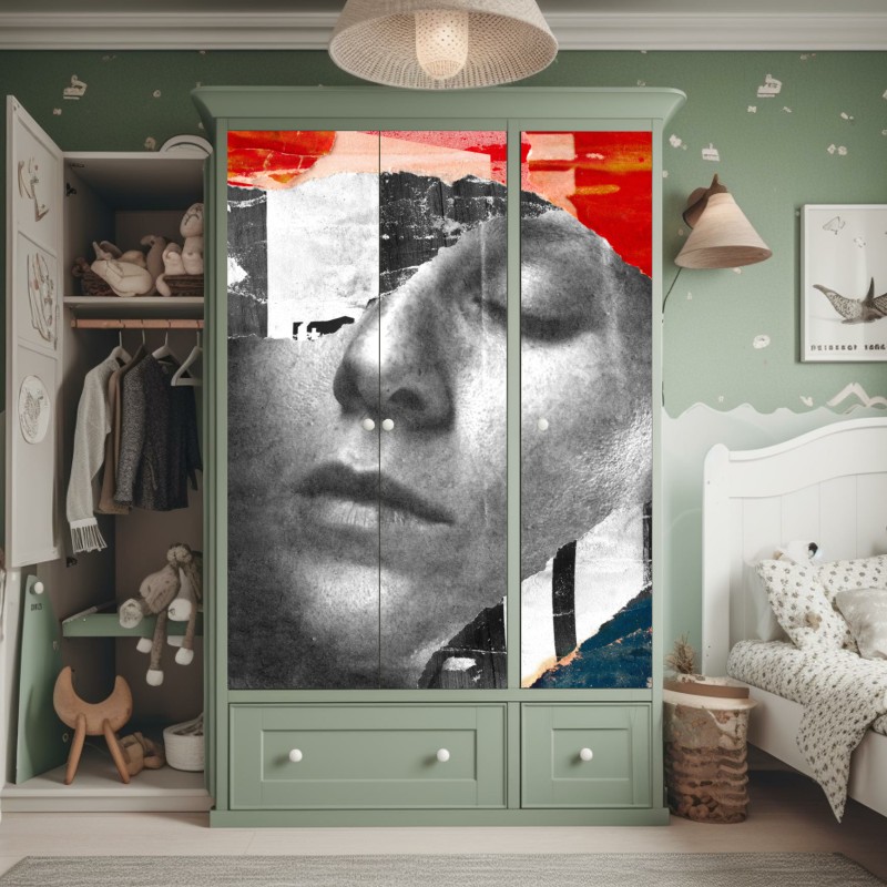 Naklejka na szafę tropikalna plaża z palmami i żaglówką – Wallissimo®