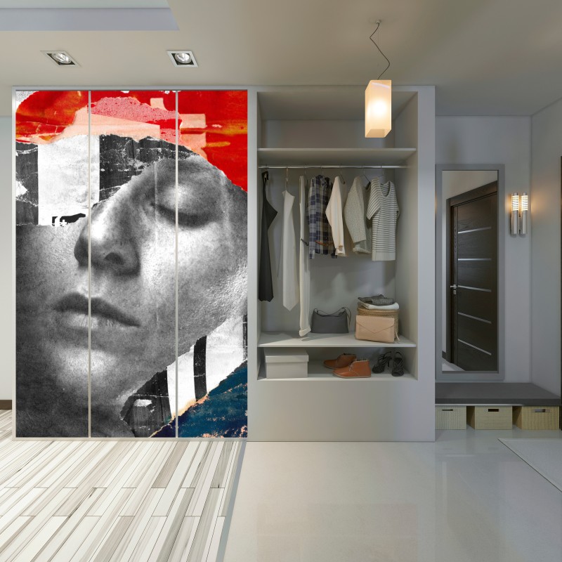 Naklejka na szafę rozdarty portret kolaż – Wallissimo® Naklejka na szafę rozdarty portret kolaż – Wallissimo®