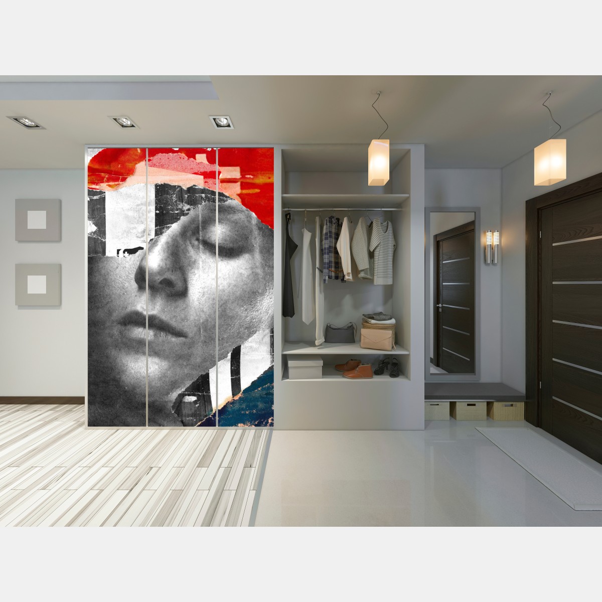 Naklejka na szafę rozdarty portret kolaż – Wallissimo® Naklejka na szafę rozdarty portret kolaż – Wallissimo®