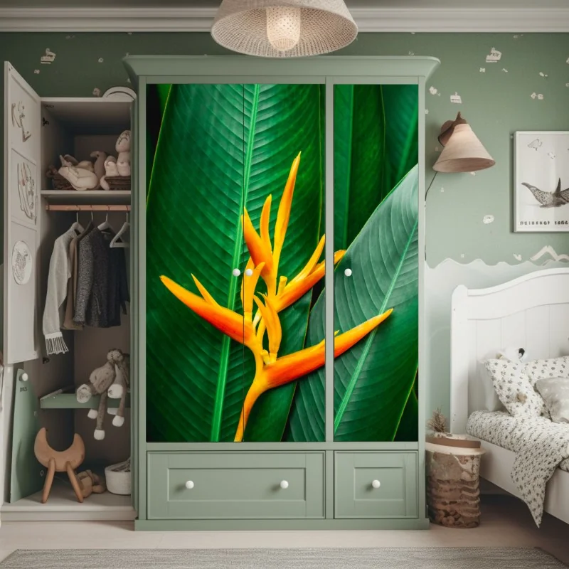 Naklejka na szafę gęsta ściana czerwonych róż – Wallissimo®