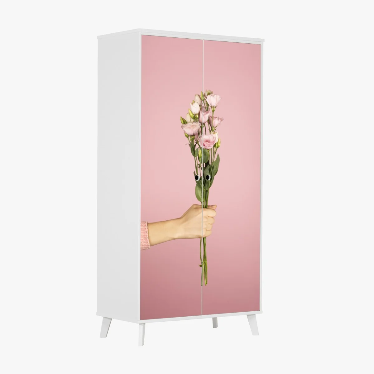 Naklejka na szafę delikatny różowy bukiet eustomy – Wallissimo® Naklejka na szafę delikatny różowy bukiet eustomy – Wallissimo®