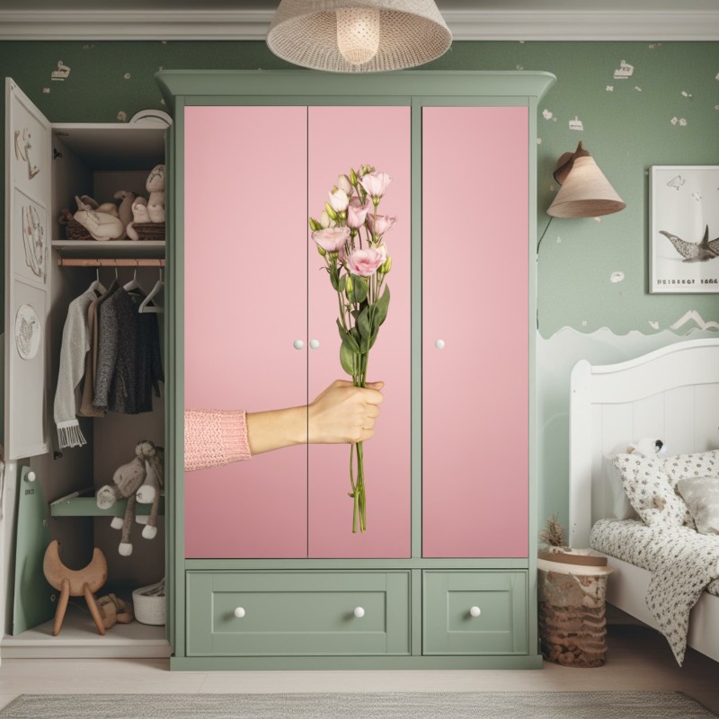 Naklejka na szafę delikatne białe storczyki na stonowanym tle – Wallissimo®