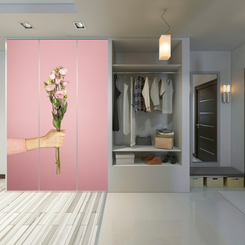 Naklejka na szafę delikatny różowy bukiet eustomy – Wallissimo® Naklejka na szafę delikatny różowy bukiet eustomy – Wallissimo®