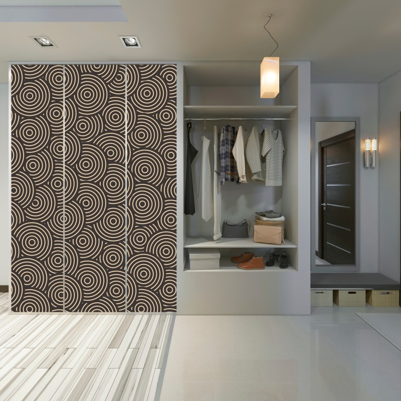 Naklejka na szafę retro koncentryczne koła – Wallissimo® Naklejka na szafę retro koncentryczne koła – Wallissimo®