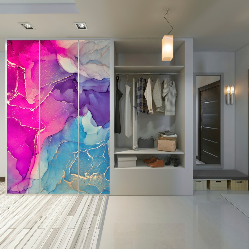 Naklejka na szafę wibrująca marmurowa kompozycja alkoholowego tuszu – Wallissimo® Naklejka na szafę wibrująca marmurowa kompozycja alkoholowego tuszu – Wallissimo®