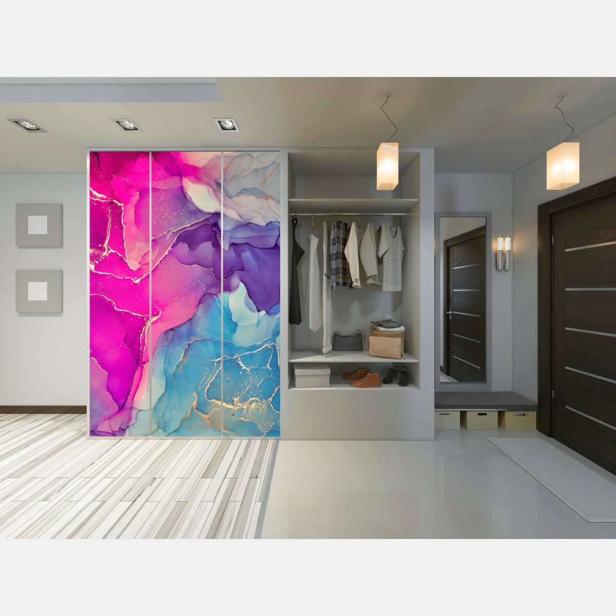 Naklejka na szafę wibrująca marmurowa kompozycja alkoholowego tuszu – Wallissimo® Naklejka na szafę wibrująca marmurowa kompozycja alkoholowego tuszu – Wallissimo®