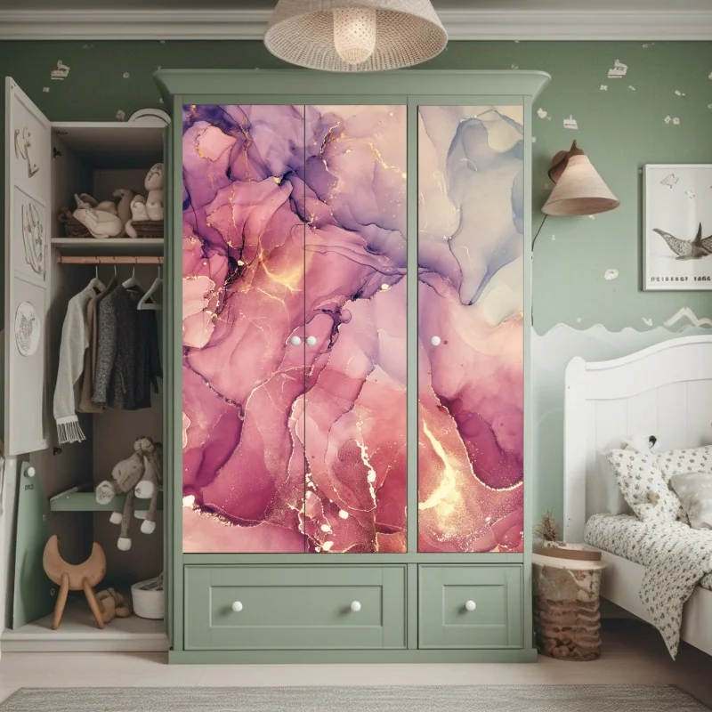 Naklejka na szafę eteryczna fioletowa abstrakcja marmurowa – Wallissimo® Naklejka na szafę eteryczna fioletowa abstrakcja marmurowa – Wallissimo®