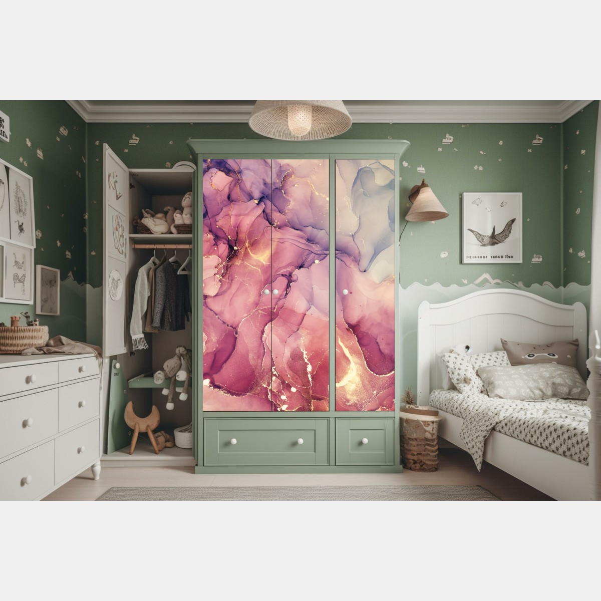 Naklejka na szafę eteryczna fioletowa abstrakcja marmurowa – Wallissimo® Naklejka na szafę eteryczna fioletowa abstrakcja marmurowa – Wallissimo®