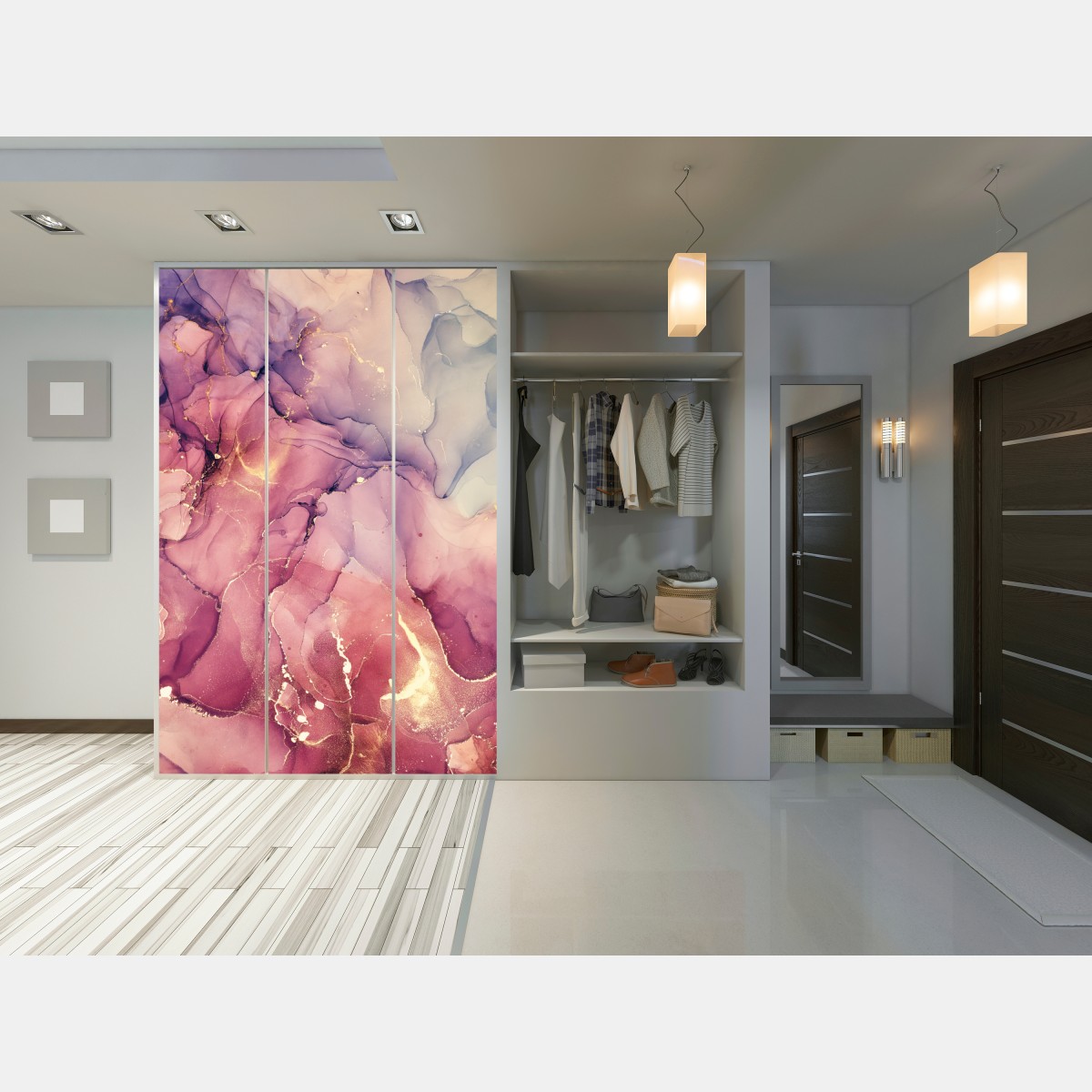 Naklejka na szafę eteryczna fioletowa abstrakcja marmurowa – Wallissimo® Naklejka na szafę eteryczna fioletowa abstrakcja marmurowa – Wallissimo®