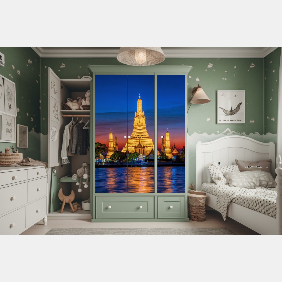 Naklejka na szafę złote Wat Arun o zmierzchu – Wallissimo® Naklejka na szafę złote Wat Arun o zmierzchu – Wallissimo®
