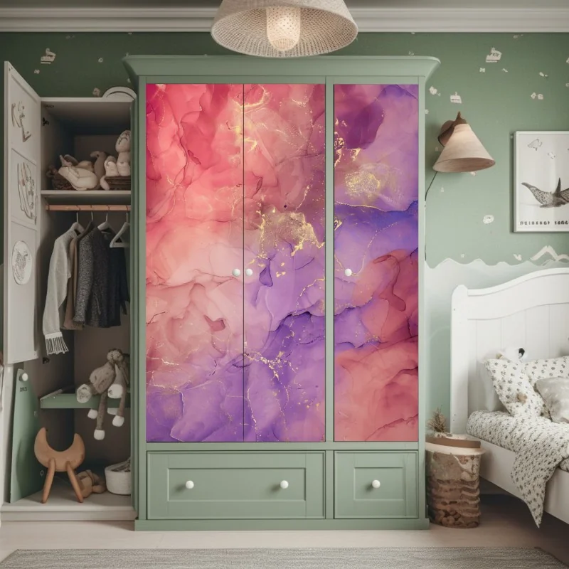 Naklejka na szafę minimalna niebieska wstęga geometryczna – Wallissimo®