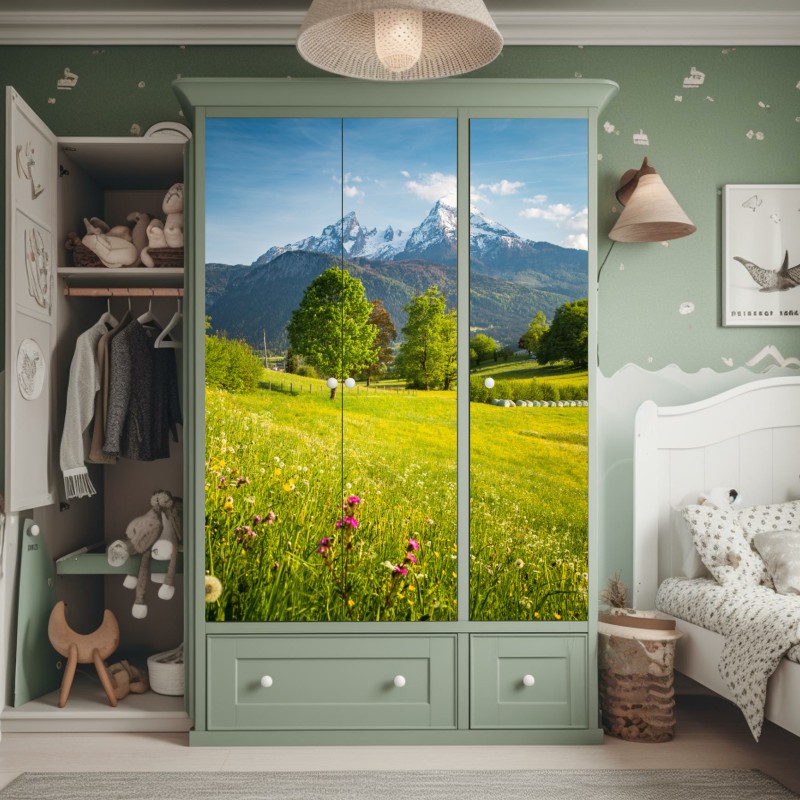 Naklejka na szafę mglisty las sosnowy z Alzacji – Wallissimo®