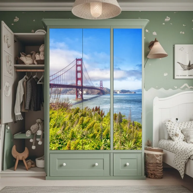 Naklejka na szafę Golden Gate nad zatoką San Francisco – Wallissimo® Naklejka na szafę Golden Gate nad zatoką San Francisco – Wallissimo®