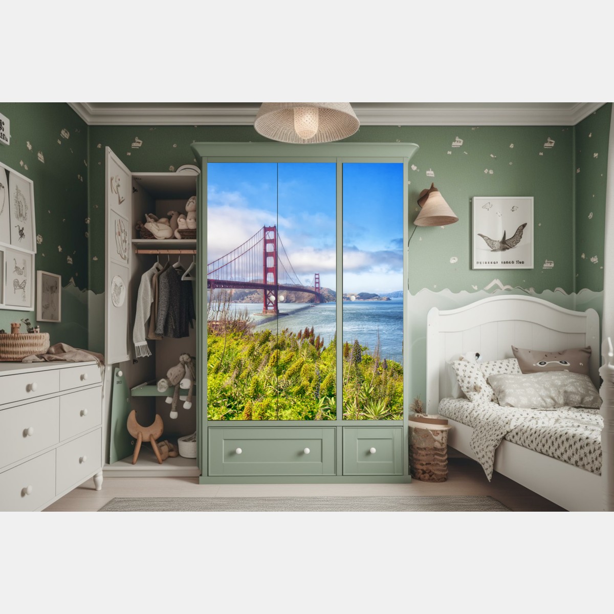 Naklejka na szafę Golden Gate nad zatoką San Francisco – Wallissimo® Naklejka na szafę Golden Gate nad zatoką San Francisco – Wallissimo®