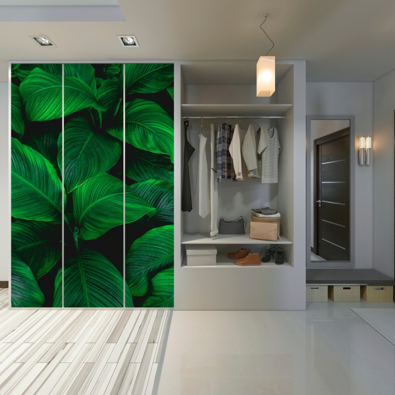 Naklejka na szafę bujne tropikalne liście – Wallissimo® Naklejka na szafę bujne tropikalne liście – Wallissimo®