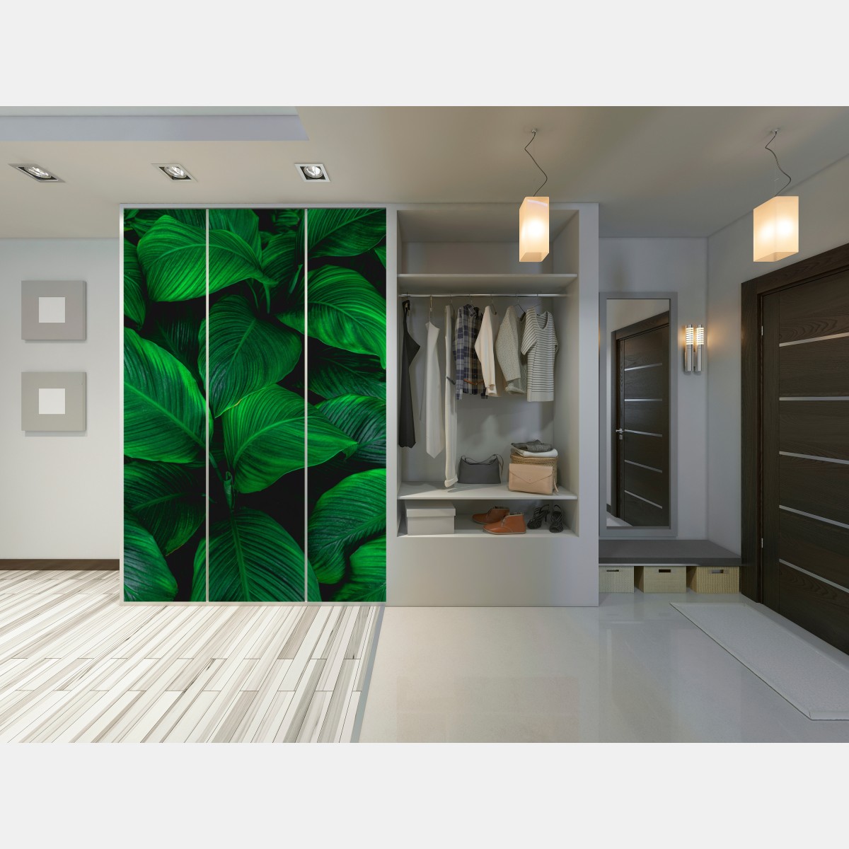 Naklejka na szafę bujne tropikalne liście – Wallissimo® Naklejka na szafę bujne tropikalne liście – Wallissimo®