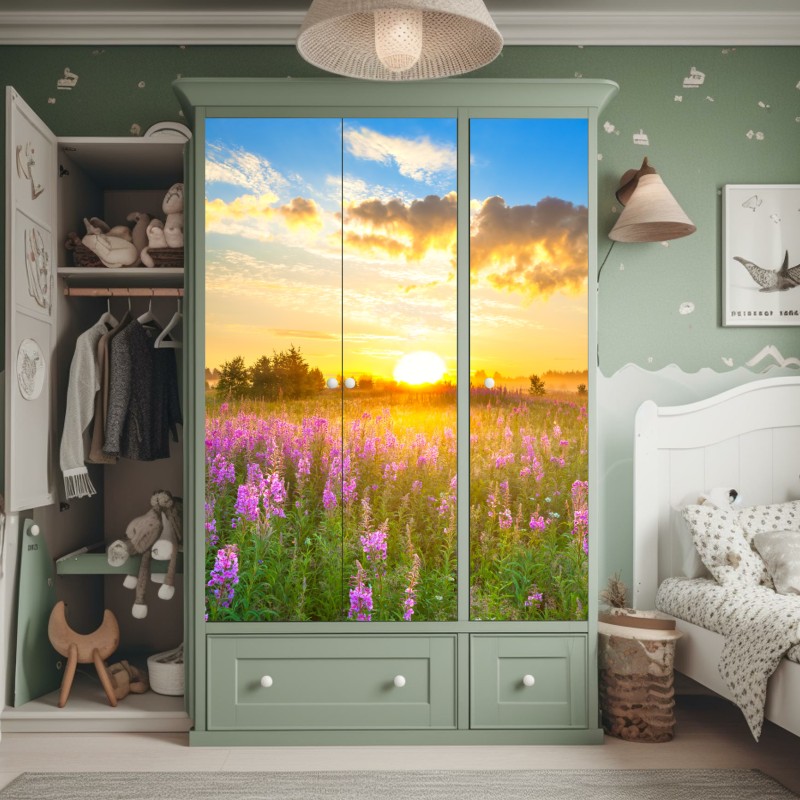 Naklejka na szafę żywy marmurowy wybuch kolorów – Wallissimo®