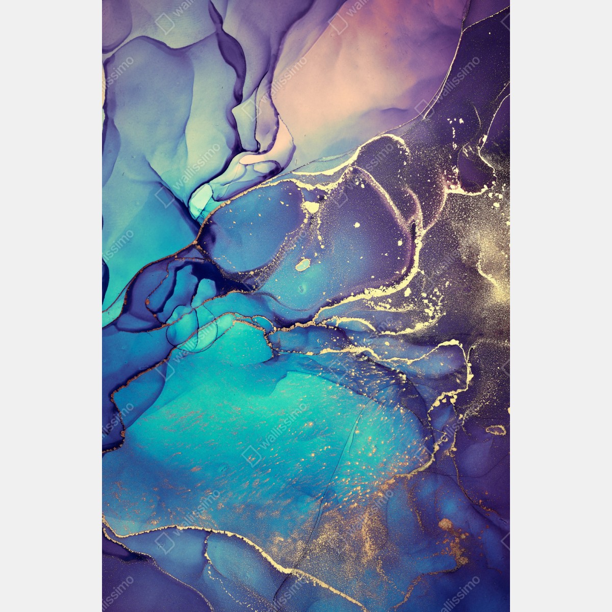 Naklejka na szafę turkusowo-złota płynna marmurkowa abstrakcja – Wallissimo® Naklejka na szafę turkusowo-złota płynna marmurkowa abstrakcja – Wallissimo®