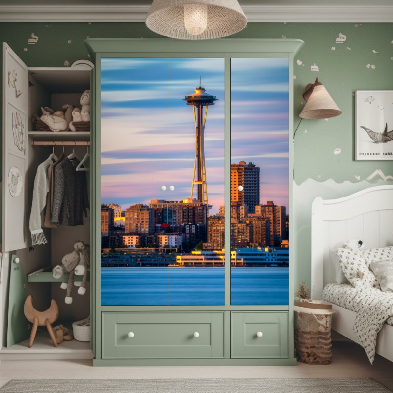 Naklejka na szafę czarny marmur ze złotymi żyłami – Wallissimo®