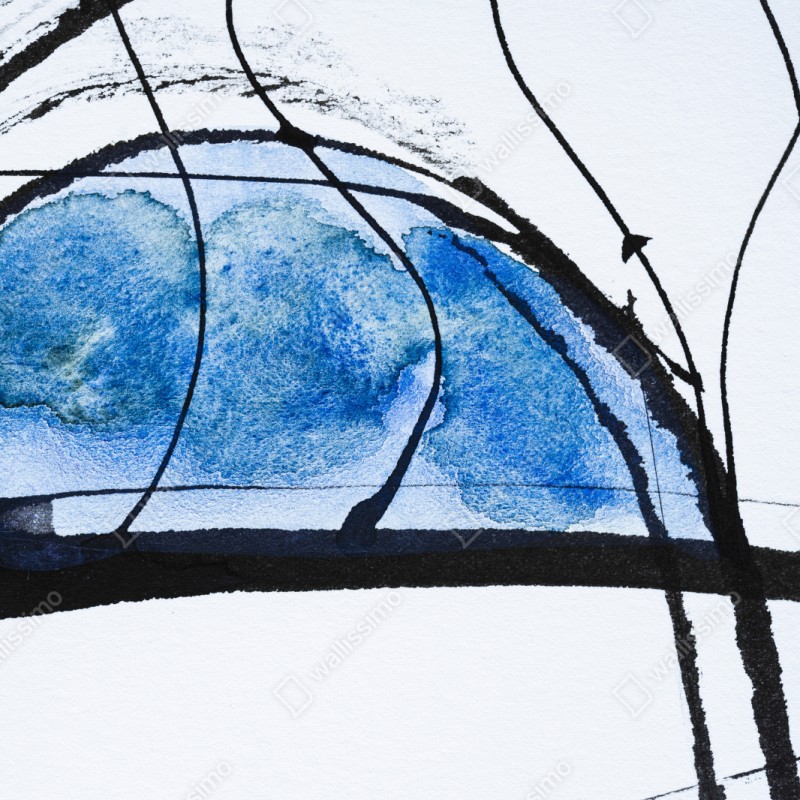 Naklejka na szafę niebieska abstrakcja tuszem i akwarelą – Wallissimo® Naklejka na szafę niebieska abstrakcja tuszem i akwarelą – Wallissimo®